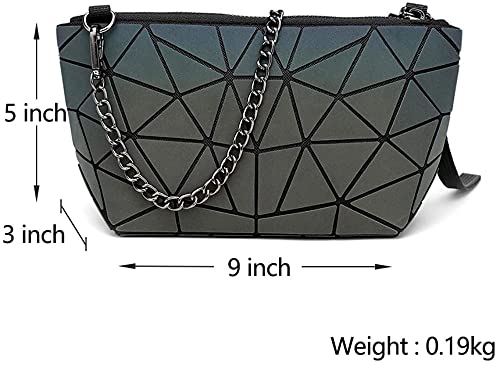 JOBEDE Holographic Laser Shoulder Bag, Geometric Hard Lattice Purses Handbags Reflective Envelope Handbag Luminous Purses Crossbody Bag Tote for Women