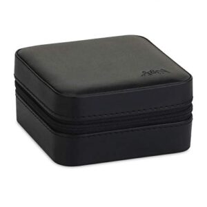 A&A Jewelry Organizer Travel Box - Portable Mirror Jewelry Storage Case Black