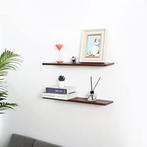 YINKSONG Floating Shelves for Wall Mounted Set of 2（23.6”）,Wall Decorative Shelf,Modern Storage Display Wall Shelves for Living Room Kitchen Bathroom(Walnut)