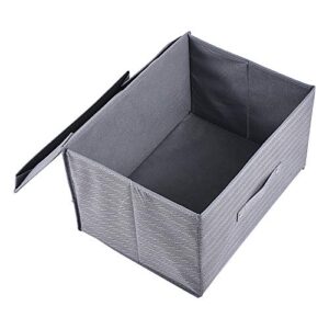 BEBORIN Foldable Storage Bins|2 Pack Storage Boxes with Lids and Handles Storage Baskets in Cotton and Linen Storage Organizers for Toys, Shelves, Clothes, Papers and Books etc. (Grey-twill)