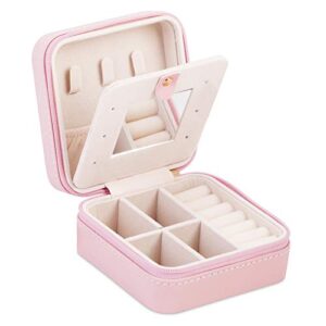 a&a jewelry organizer travel box – portable mirror jewelry storage case pink