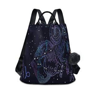 alaza capricorn zodiac sign and constellation backpack purse with adjustable straps for woman ladies