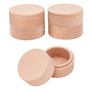fingerinspire 3pcs 2×1.6 inch mini round wooden box small storage wooden box wedding ring jewelry boxes diy storage trinket bearer container case wood ring box for proposal wedding ring storage