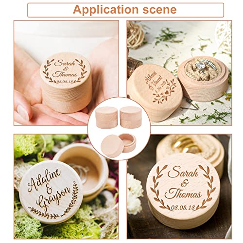 FINGERINSPIRE 3pcs 2x1.6 Inch Mini Round Wooden Box Small Storage Wooden Box Wedding Ring Jewelry Boxes DIY Storage Trinket Bearer Container Case Wood Ring Box for Proposal Wedding Ring Storage