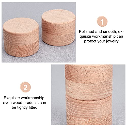 FINGERINSPIRE 3pcs 2x1.6 Inch Mini Round Wooden Box Small Storage Wooden Box Wedding Ring Jewelry Boxes DIY Storage Trinket Bearer Container Case Wood Ring Box for Proposal Wedding Ring Storage