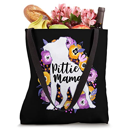 Pitbull Mama Purple Flowers Pittie Mom Cute Pit Bull Lover Tote Bag