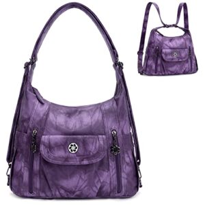 davidnile women’s fashion backpack purses multipurpose design handbags and shoulder bag pu leather travel bag purple