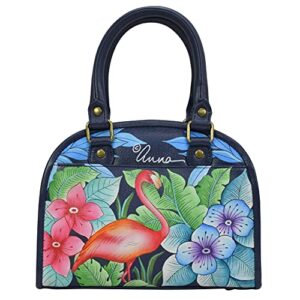 Anna by Anuschka Hand Painted Women’s Genuine Leather Convertible Satchel -Flamingo Fever