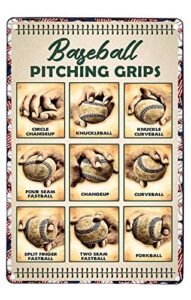 baseball pitching grips retro metal sign tin sign retro art print poster decoration bar cafe club wall plaque 8×12 inches