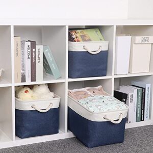 Bidtakay Baskets Set Fabric Storage Bins-Navy Blue Bundled Baskets of 2 Large Baskets 16" X 11.8" X 11.8" + 3 Medium Baskets 15" X 11" X 9.5" for Closet, Shelves