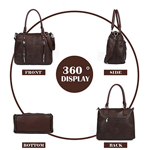 Top Handle Satchel Bags for Women Large Hobo Shoulder Bags Leather Tote Crossbody Purses and Handbags Multiple Pockets barrels Bag Coffee