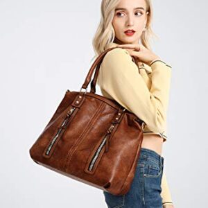 Top Handle Satchel Bags for Women Large Hobo Shoulder Bags Leather Tote Crossbody Purses and Handbags Multiple Pockets barrels Bag Coffee