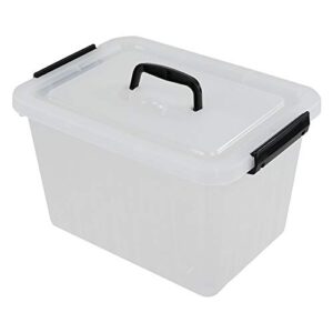 ramddy 12 quart clear storage box with lid and black latches, 1 pack