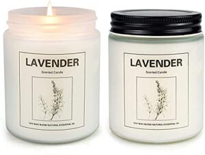 lavender candles for home scented candles gifts for women 7 oz 50 hrs long lasting highly scented soy lavender candle set for body relaxation & stress relief, 2 pcs
