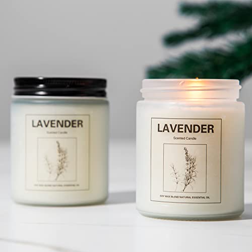 Lavender Candles for Home Scented Candles Gifts for Women 7 oz 50 Hrs Long Lasting Highly Scented Soy Lavender Candle Set for Body Relaxation & Stress Relief, 2 Pcs