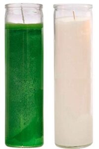 prayer candles – wax candles (2 pc) green and white great for sanctuary, vigils and prayers – unscented glass candle set – jar candles – spiritual religious church – st patricks