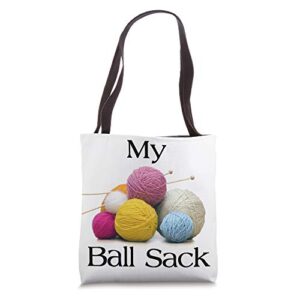 knitting gifts for knitters – my ball sack funny yarn bag tote bag