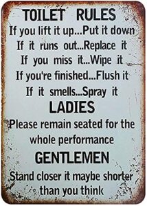 bathroom wall decor funny bathroom signs decor metal sign rustic bathroom decor room decor bathroom rules toilet rules wall art 12 x 8 inches