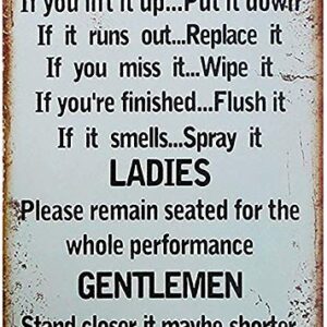 Bathroom Wall Decor Funny Bathroom Signs Decor Metal Sign Rustic Bathroom Decor Room Decor Bathroom Rules Toilet Rules Wall Art 12 x 8 Inches