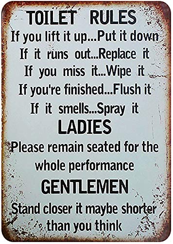 Bathroom Wall Decor Funny Bathroom Signs Decor Metal Sign Rustic Bathroom Decor Room Decor Bathroom Rules Toilet Rules Wall Art 12 x 8 Inches