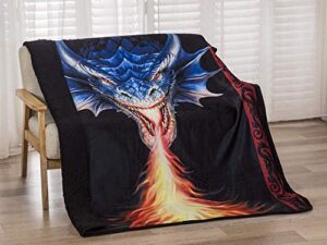 anne stokes signature silk touch sherpa lined throw blanket (fire breather)
