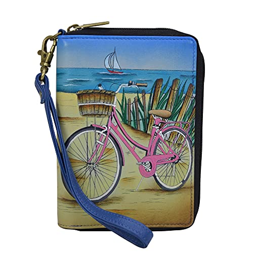 Anna by Anuschka Women's Hand-Painted Genuine Leather Passport Organizer Wristlet - Beach Day