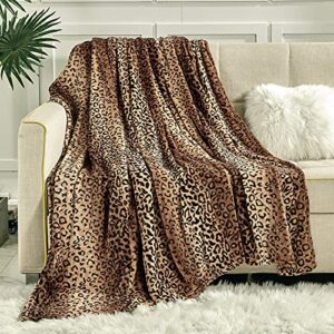 Viviland Flannel Fleece Blanket Twin Size 60x80 inches, 280 GSM Lightweight Blanket for Couch Sofa Bed, Super Soft Cozy Warm Blanket, Leopard Print