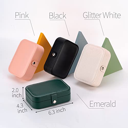 Smileshe Jewelry Box, PU Leather Small Portable Travel Case, 2 Layers Organizer Display Storage Holder Boxes for Rings, Earrings, Necklaces, Bracelets