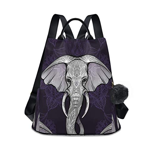 ALAZA Ethnic Elephant Head Backpack Purse with Adjustable Straps for Woman Ladies