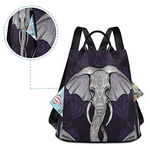 ALAZA Ethnic Elephant Head Backpack Purse with Adjustable Straps for Woman Ladies