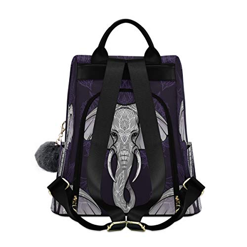 ALAZA Ethnic Elephant Head Backpack Purse with Adjustable Straps for Woman Ladies