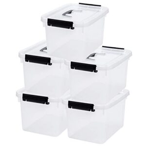 5-Pack Clear Storage Latch Box/Bin with Lid, 8 Litre Stackable Plastic Storage with Handle (8.5 Quart)