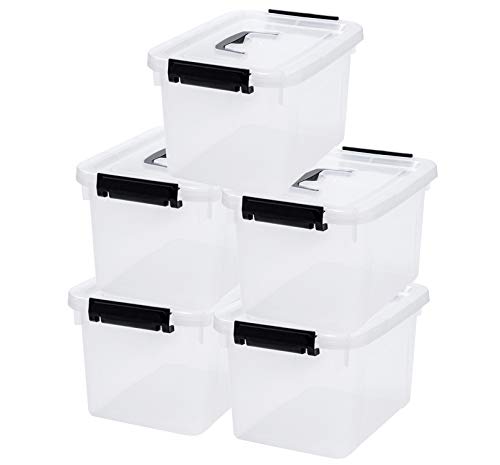 5-Pack Clear Storage Latch Box/Bin with Lid, 8 Litre Stackable Plastic Storage with Handle (8.5 Quart)