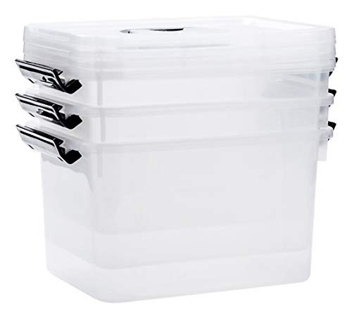 5-Pack Clear Storage Latch Box/Bin with Lid, 8 Litre Stackable Plastic Storage with Handle (8.5 Quart)