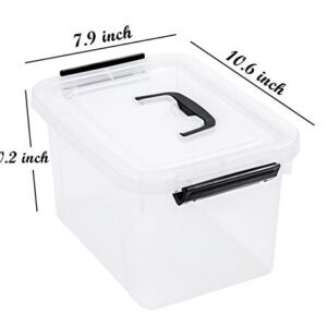 5-Pack Clear Storage Latch Box/Bin with Lid, 8 Litre Stackable Plastic Storage with Handle (8.5 Quart)