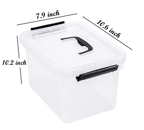 5-Pack Clear Storage Latch Box/Bin with Lid, 8 Litre Stackable Plastic Storage with Handle (8.5 Quart)