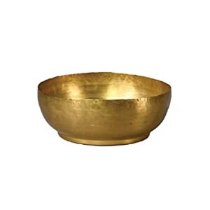 Serene Spaces Living Antique Brass Decorative Bowl, Use as Metal Fruit Bowl, for Floating Candles, Flowers, Potpourri, Catchall for Entryway, Dining Table, Home Décor, 2.75" Tall & 7.5" Diameter