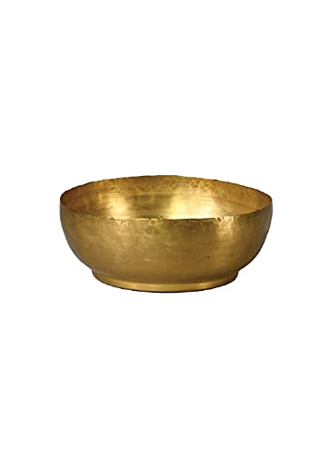 Serene Spaces Living Antique Brass Decorative Bowl, Use as Metal Fruit Bowl, for Floating Candles, Flowers, Potpourri, Catchall for Entryway, Dining Table, Home Décor, 2.75" Tall & 7.5" Diameter