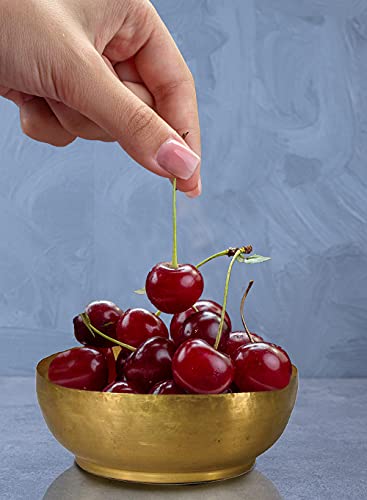 Serene Spaces Living Antique Brass Decorative Bowl, Use as Metal Fruit Bowl, for Floating Candles, Flowers, Potpourri, Catchall for Entryway, Dining Table, Home Décor, 2.75" Tall & 7.5" Diameter