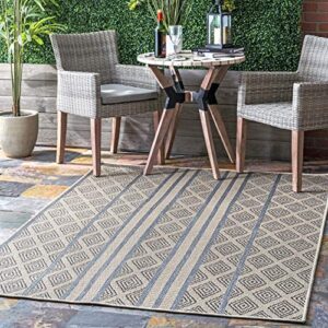 nuloom charter banded trellis indoor/outdoor area rug, 5′ x 8′, light grey