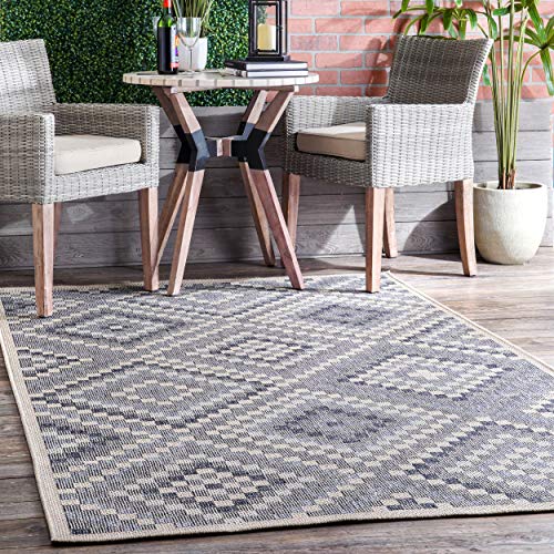 nuLOOM Charter Aztec Trellis Indoor/Outdoor Area Rug, 8' x 10', Grey