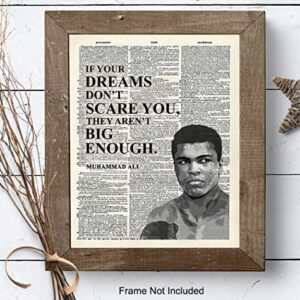 Muhammad Ali Poster - Motivational Sports Quote - Wall Art Decor for Home, Office, Gym, Man Cave, Bedroom - Gift for Men, Boys, Teens, Graduation, Boxing, Workout, Weightlifting Fans - 8x10 UNFRAMED