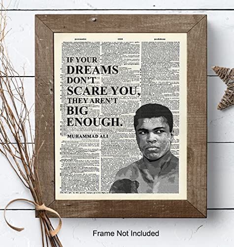 Muhammad Ali Poster - Motivational Sports Quote - Wall Art Decor for Home, Office, Gym, Man Cave, Bedroom - Gift for Men, Boys, Teens, Graduation, Boxing, Workout, Weightlifting Fans - 8x10 UNFRAMED