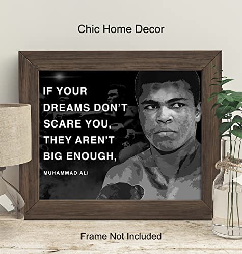 Muhammad Ali Poster - Motivational Sports Quote - Wall Art Decor for Home, Office, Gym, Man Cave, Bedroom - Gift for Men, Boys, Teens, Graduation, Boxing, Workout, Weightlifting Fans - 8x10 UNFRAMED