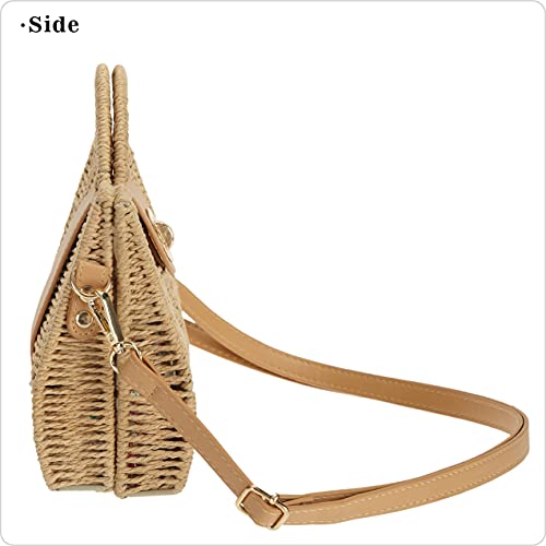 So'each Women Handmade Straw Wicker Woven Purse Boho Crossbody Shoulder Bag