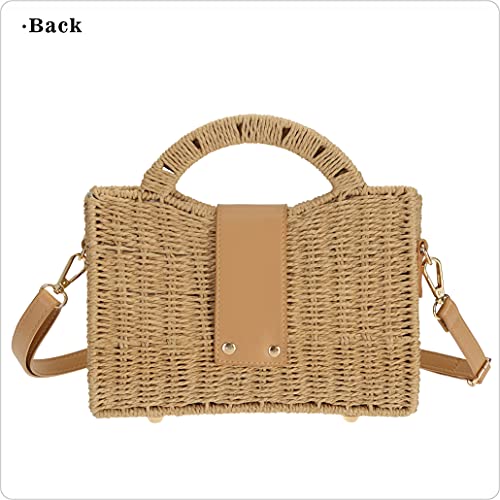 So'each Women Handmade Straw Wicker Woven Purse Boho Crossbody Shoulder Bag