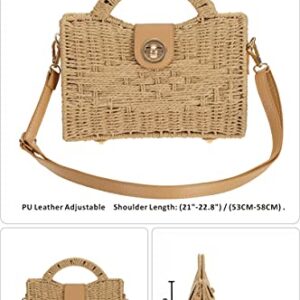 So'each Women Handmade Straw Wicker Woven Purse Boho Crossbody Shoulder Bag