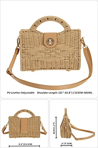 So'each Women Handmade Straw Wicker Woven Purse Boho Crossbody Shoulder Bag