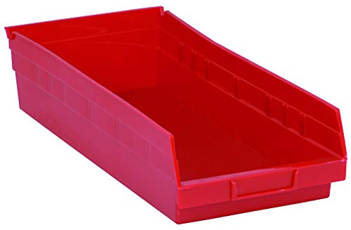 QUANTUM STORAGE SYSTEMS K-QSB108RD-4 4-Pack Plastic Shelf Bin Storage Containers, 17-7/8" x 8-3/8" x 4", Red