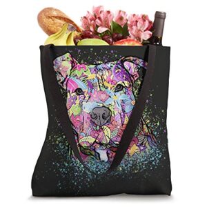 Colorful Pitbull Hippie peace love and Pitbulls lover Tote Bag